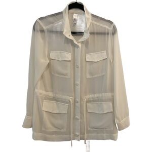 MarlaWynne Wynne Layers Chiffon Safari Jacket Crème Fraiche Size Small New